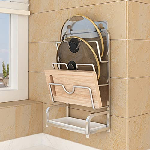 Pan Lid Holder and Cutting Board Rack Organiser, Wall or Door Mounted Kitchen Cupboard Saucepan Pot Pan Lid Storage Rack Holder