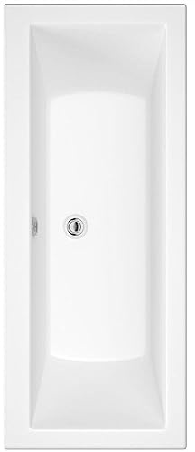Amaze 1700 x 750mm Designer Double Ended Square Edge Acrylic Bath + Bath Square Screen with Front Panel Straight Bathroom Bathtub Gloss White