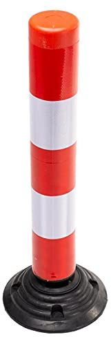 Allpax Leitzylinder überfahrbar - Park-Absperrpfosten - Selbstaufrichtender Begrenzungspfosten, Höhe 750 mm, Kunststoff, rot-Weiss