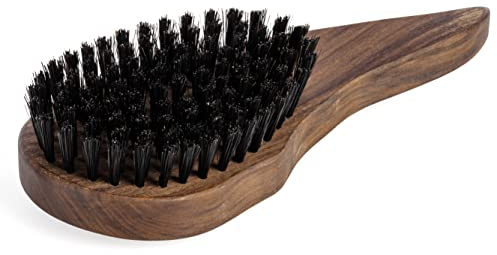 REMOS Brosse à cheveux naturelle en 100% poils de sanglier ergonomique en bois de noyer
