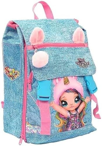 Mochila escolar Nanana Surprise extensible 40 x 29 x 13 cm para niñas + 7 bolígrafos borrables + bolígrafo luminoso LED y llavero lentejuelas