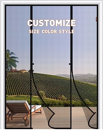 MAGZO Custom Fly Screens for Doors Width Within 300.01cm - 350cm | Customized Magnetic Door Curtain for Keeping Out Flies for Double Doors, Magnets Door Net to Keep Bugs Out
