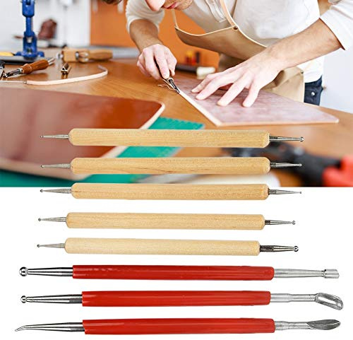 Leder-Transferstift, Carving Stylus Tool Spoon Double Tracing Tool Head Point Drill Pen Kit Set 8Pcs DIY Handmade Leather Craft