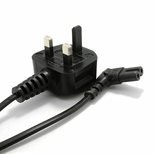 Mr. Gadget's Solutions® Right Angle Figure Fig of 8 IEC C7 Mains Power Lead Cable for Laptop, TV, LED, Skybox, Sky plus HD box Power Cord UK Plug Black – 3m