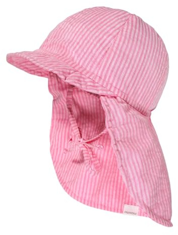maximo Mini-Schildmütze, Streifen Nackenschutz, Bindeband, UV 30 Made in Germany 49 rosa nelke-Streifen