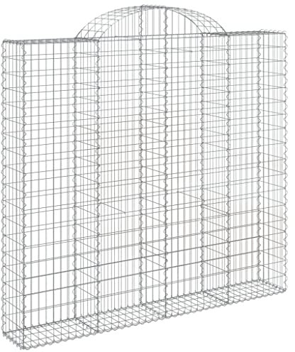 vidaXL 2X Arched Gabion Baskets Cage Mesh Wire Stone Basket Outdoor Spiral Retaining Wall Planter Garden 200x30x180/200 cm Galvanised Iron