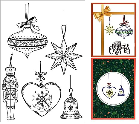 ariettycraft Weihnachtskugeln, transparente Stempel für Weihnachten, Urlaub, Kartenherstellung oder Tagebücher, Weihnachtsdekoration, hängende Ornamente, Silikonstempel für Scrapbooking,