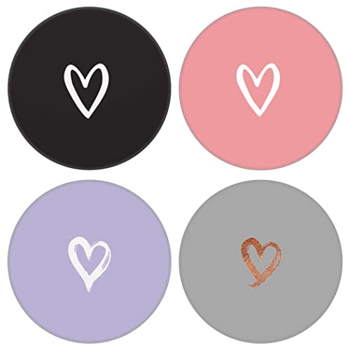 4 Pack Cell Phone Stand，Collapsible Cellphone Finger Grip Holder for Phones - White Rose Gold Heart Purple Black Pink