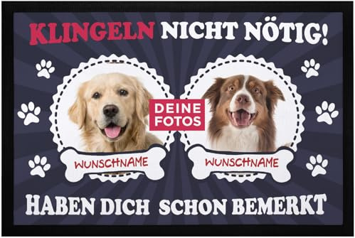 SpecialMe® Fußmatte mit eigenem Hund selbst gestalten personalisiert mit Name und Foto Haustier Hundebesitzer rutschfest & waschbar Schwarz 60x40cm