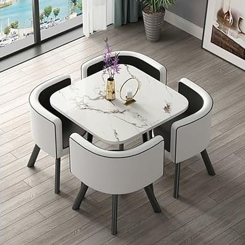 Empfangstisch Im Büro und Stuhl Kombination, Verhandlungstisch, 5-teiliges Esstisch-Set, Modernes Quadrat Esstisch mit 4 Stühlen Set, Geeignet for Küche, Esszimmer, Essecke ( Color : Square style-B )