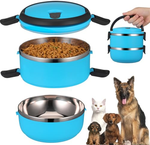 Sosoport Edelstahl Haustier Reise Napf Mit Deckel Tragbare Fressnapf Und Wasserschüssel Für Hunde Stapelbar Und Auslaufsicher 15.0X13.5Cm Ideal Für Unterwegs