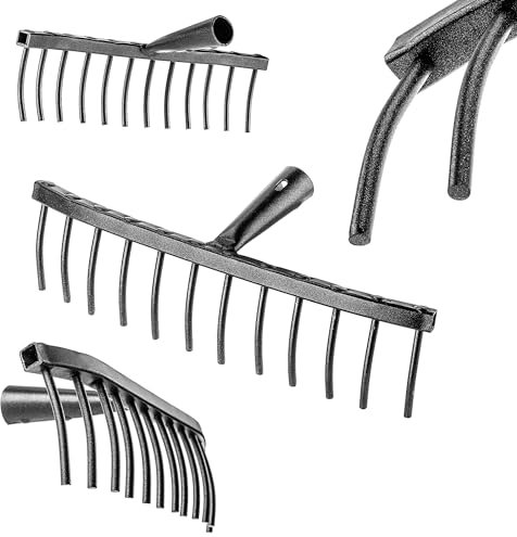 KADAX Gartenrechen aus Stahl, Steinrechen, Gartenharke ohne Stiel, Robuster Rechenkopf, Rechen für Gartenpflege, Harke, Gartenwerkzeug (Rechteckig 12 Zinken)