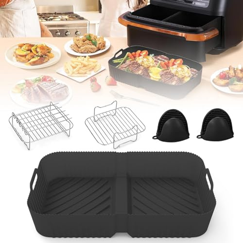 Joaecosmhui Accesorios Freidora de Aire para Cosori Dual Blaze TwinFry 10 L, Moldes Silicona Air Fryer Silicona Para Ninja Flex Drawer Dual Zone AF500EU AF500EUCP 10.4 L (5 Piezas)