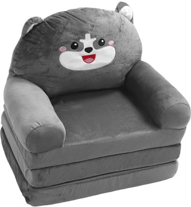 SEAFRONT Ausklappbares Kindersofa, 2-in-1-Kindersofa, Stuhl, Cartoon-Design, Bequemes, Faltbares Babysofa, Umwandelbares Plüschsofa Zur Liege für Mädchen und (3 Schichten)
