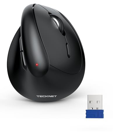 TECKNET Small Ergonomic Wireless Mouse, 57° Vertical Compact Mice, 2.4G Quiet Mini Portable Mouse, 5 Adjustable DPI, 6 Buttons, USB Receiver, Cordless Optical for Laptop, PC, Mac