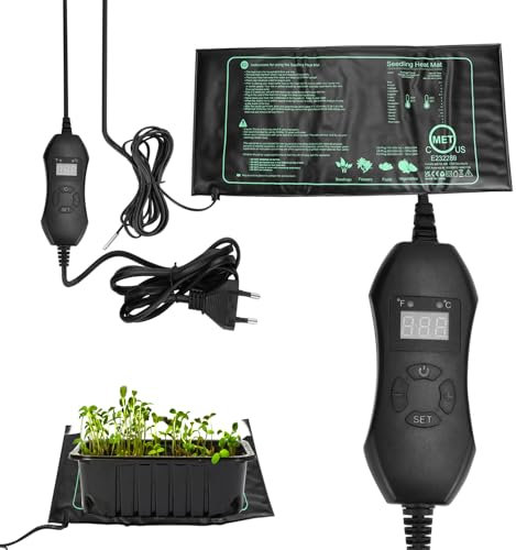 QWORK® Tappetino Riscaldante con Termostato, Tappetino Riscaldante Piante, 50 W 20 ℃ ~ 45 ℃ Intervallo di Temperatura Tappetino Riscaldante, per Serra Interna, Terrario, Acquario, Rettile