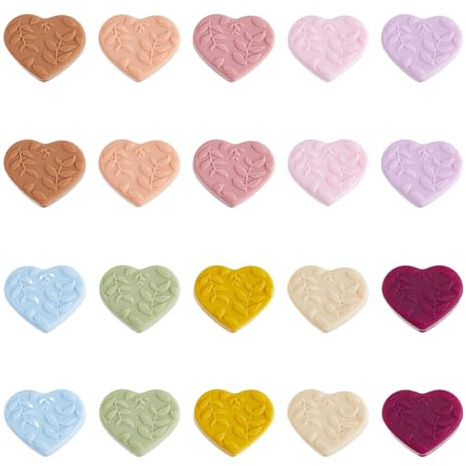 DICOSMETIC 20 pièces 10 Couleurs Perles Focales en Silicone pour Stylos Perles Focales en Forme de Cœur en Silicone Perles en Silicone Colorées pour la Fabrication de Porte Clés Trou: 2mm