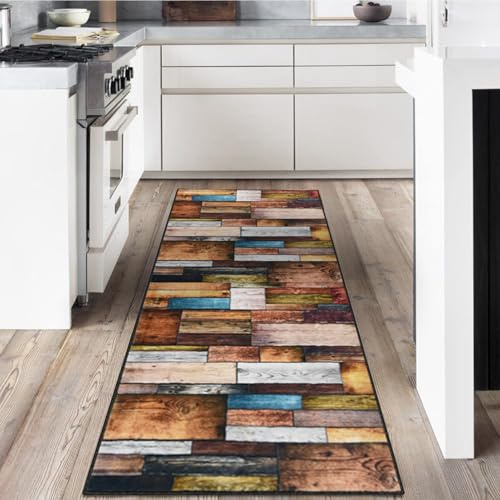 LYYK Läufer Flur 80x250cm, waschbarer Kurzflor Teppich mit rutschfestem Gummirücken Hochwertiger Küchenläufer für Eingangsbereich, Waschküche & Wohnhausflur