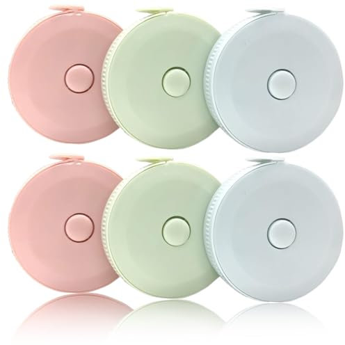 WeddHuis 6 Stück Einziehbares Maßband Körper Doppelseitiges Weiches mit Schlüsselring für Nähen Körpergröße Kleidung Oberweite Kopfumfang Längenmessung (200 cm/79 Zoll)