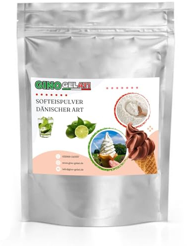 Gino Gelati Dänisches Softeis Pulver mit alkoholischem Geschmack, verschiedene Varianten, schnelle und einfache Zubereitung, Herstellung mit oder ohne Eismaschine (1 Kg, Limette Caipirinha)
