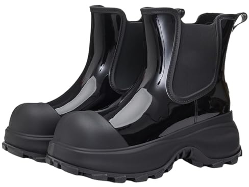 Agiyenna Bottes en Caoutchouc Unies pour Femme Style Classique Bottines de Pluie Mode Bottes de Travail en Plein Air Confortables Légères Mi-hauteur Confortable Décontracté Polyvalent