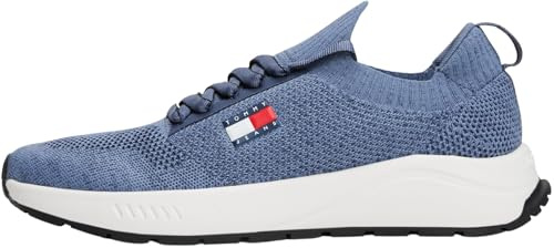 Tommy Jeans Uomo Sneakers Running Knitted Profilo Basso, Blu (Blue Moment), 45