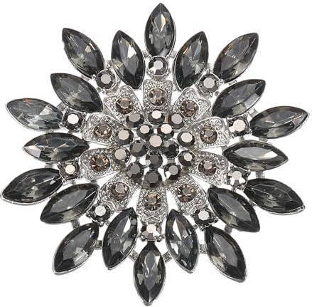 PATIKIL Broche con Diamantes de Imitación, Gris Cistal Girasol Flor Ramo Solapa Alfiler para Mujer Moda Estrás Pin Accesorio para Vestido Abrigo Sombrero Bolsa Manualidades Regalo
