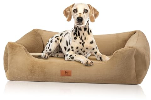 Knuffelwuff orthopädisches Hundebett aus kuschelig weichem Kaninchen Fellimitat Schnuffelupagus XXXL 155 x 105cm Braun | Abnehmbarer Bezug | waschbar | für große, mittelgroße und kleine Hunde