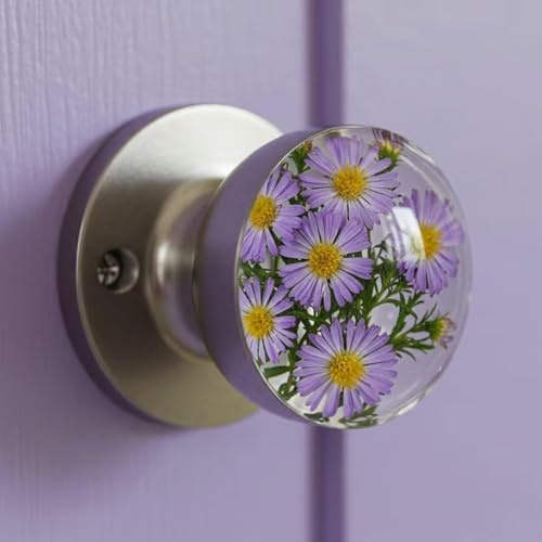 Homtrator Universal Crystal Ball Decorative Door Handle, Unique Decorative Door Handle, Retro Vintage Round Resin Pattern Knobs, Flower Insect Marine Life Knob Decoration, For Cupboard Wardrobe