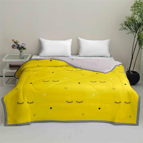 Odot Edredón Verano Cama 90 135 150 180, Edredon Acolchado Reversible Ligero Suave Colcha Verano y Primavera Transpirable Cubrecama para Manta de Dormitorio, Impresión Clásica (Amarillo,220x240cm)