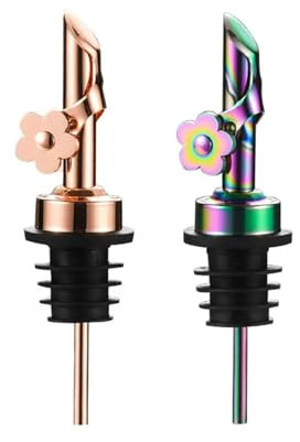 TJUSPIRIT 2 Stück Ölflaschen Ausgießer aus Edelstahl(Rosegold+Bunt) | Olivenöl Ausgießer Flaschenausgießer Weinausgießer für Weinflaschen Olivenöl Ölflaschen usw.