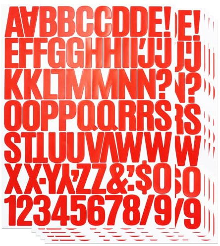 360 Stücke Buchstaben Aufkleber,5 Blätter 1,5 Zoll Selbstklebendes Vinyl Buchstaben Punzierung Kit für Postfach,Scrapbook, DIY und Basteln, Klebebuchstaben Wetterfest - Rot