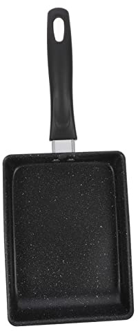 LIFKOME Poêle à Frire Carrée Antiadhésive 13x18 Cm Aluminium Noir Poêle à Œufs Japonaise Ergonomique Cuisine Domestique Gaz Et Feu Vif