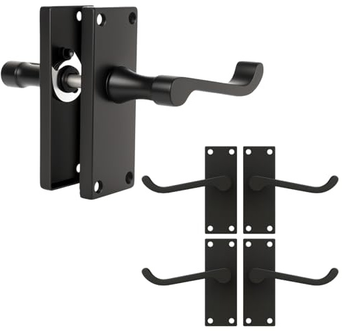 HARDHAWK Door Handle, 15cm, Matte Black | Matte Black Door Handles Internal Sets; 15cm Centre to Centre; Modern Handles for Interior Doors; Bathroom Bedroom Cabinet