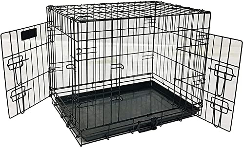 IXMLDAXD Hundekäfig, Haustierkäfig, sicherer und Stabiler Drahtkäfig, Faltbarer Katzen- und Hundekäfig mit Doppeltür, schwarz, Verschiedene Größen, XXL