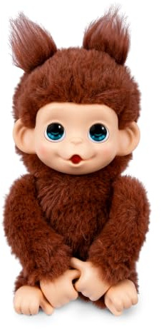Little Live Pets Baby Monkey Minis – Chikki Cherry, Interactive Pet | 20+ sounds & reactions, soft dark brown fur, 7.4in tall, feed & nurture; collect all 3, boys & girls toys