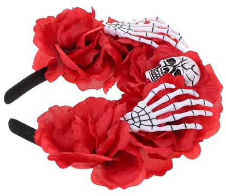 EPIGEIST Rotes Rosen Halloween Stirnband mit Klauen und Blumenmotiv Gruseliges Haar Accessoire für Kostümpartys und Festliche Dekorationen Blumengirlanden Stirnband für Damen
