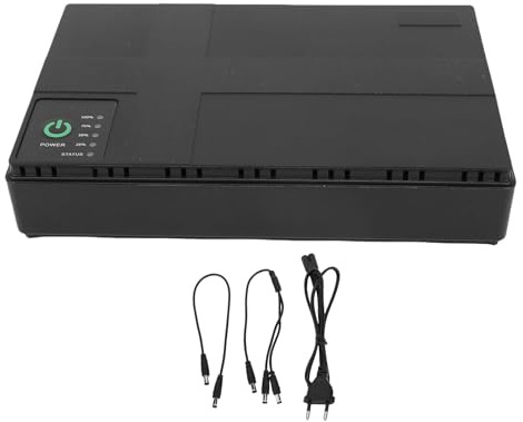 Fockety Mini UPS con batteria di backup, gruppo di continuità per computer de 18 W e 10400 mAh con uscita USB, CC e POE, UPS per router domestico per modem, telecamere di sicurezza (Spina europea)