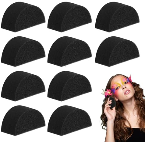 Spugne per truccare il viso | 10 decorazioni semicircolari ad alta densità per piccole d'acqua per bambini, strumenti durevoli per artisti, per sfumare il trucco, artigianato, teatro,