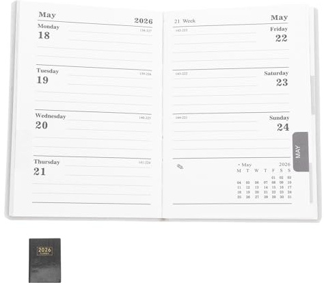 TOYZFRIENDY Mini Tagesplaner Kompakt Pu einband Taschenkalender Englisch Wochen Monatsplaner Tragbar für Alltag und Büro Starlight Schwarz