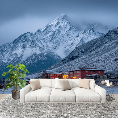 Mural Papel Pintado 3D 300x210 cm Moderno MontañAs Nevadas Patrones ArquitectóNicos Fotomurales Tejido No Tejido Antiarrugas Póster Blanco Murales Fotográfico Moderno Decoración de Paredes