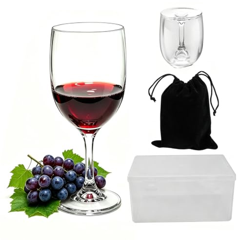 2 Stück Weingläser Kunststoff to Go, 200ml Camping Weingläser Plastik, Bruchsichere Abnehmbar Weinglas mit Staubbeutel Box Weinbecher Sektgläser Rotweingläser für Outdoor Picknick Camping Reisen