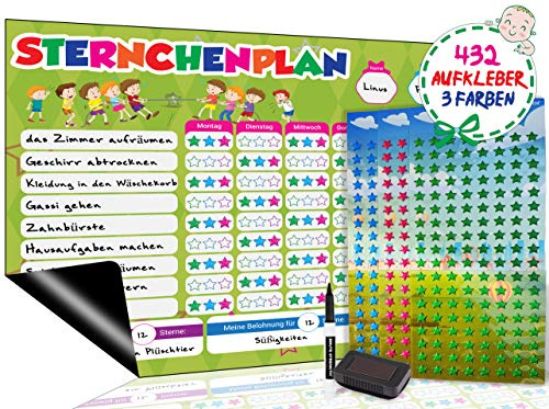 Brute Strength - Wochenplaner abwischbar magnetisch, Magnetische Sternentafel Belohnungstafel für bis zu DREI Kinder Festtafel, 42 x 29 cm