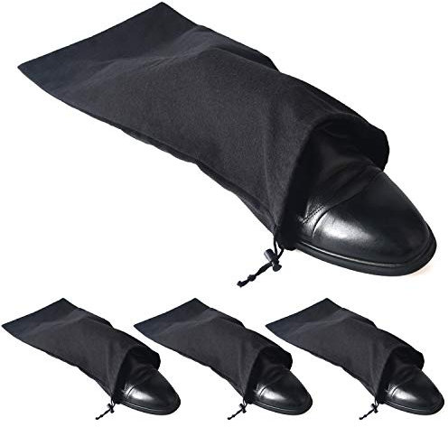 BlesMaller Schuhbeutel Baumwolle Reise Schuhsack mit Kordelzug Schuhtasche für Herren Damen Schuhe Staubbeutel (Schwarz)
