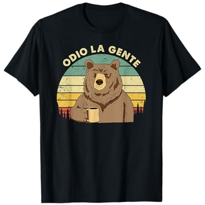 Odio La Gente Orso caffè Divertente Regalo I Hate People Maglietta