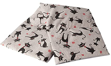4-Kammer Traubenkernkissen 20x60cm groß - Katze-Mimi - Wärmekissen & Kältekissen - Körnerkissen