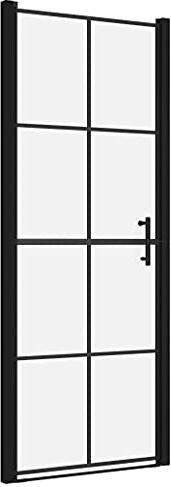 vidaXL Duschdörr härdat glas 91x195 cm svart