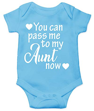CBTwear You Can Pass Me to My Aunt Now - Baby Clothes - Funny Newborn Bodysuit Outfits for Boys and Girls (Newborn, Light Blue)