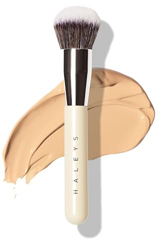 Haleys Beauty Kabuki Foundation Brush For Applying Powder, Foundation, Bronzer, Blush, and Mineral Make up, Soft Bristles, Seamless Blending, Makeup Brushes Essential, Vegan & Cruelty Free