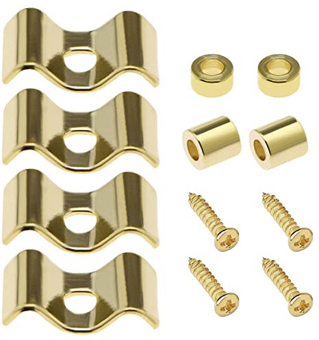 YINETTECH 4 x Gitarren-Roller-Saitenhalter, Zinklegierung mit Befestigungsschraube, Zubehör, E-Gitarre, Bass, Retainer, kompatibel mit ST SQ Strat Tele Gold